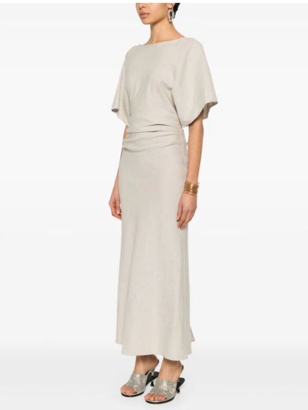 NEW STAUD amelie linen midi dress in natural